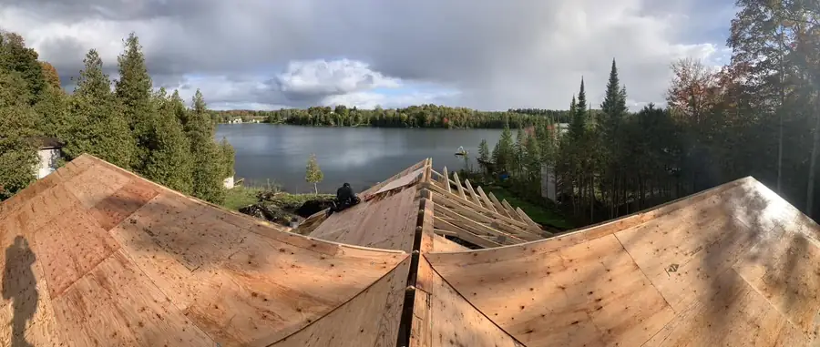 New roof deck with a lake view